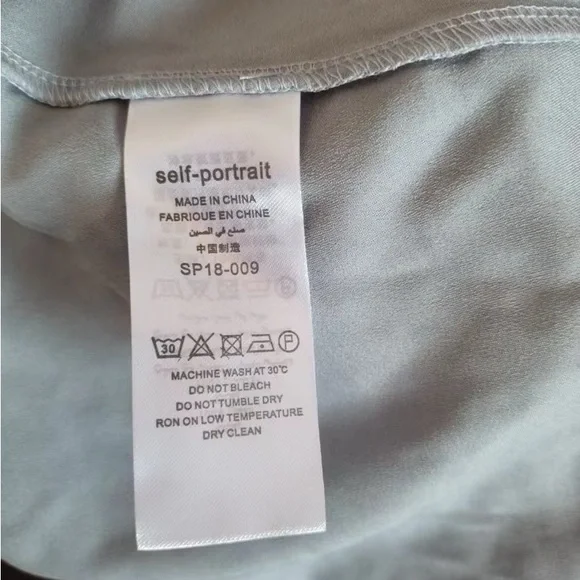 NWOT Self-Portrait Short Sleeve Chiffon Midi Dress gold Light Blue - Picture 10 of 11